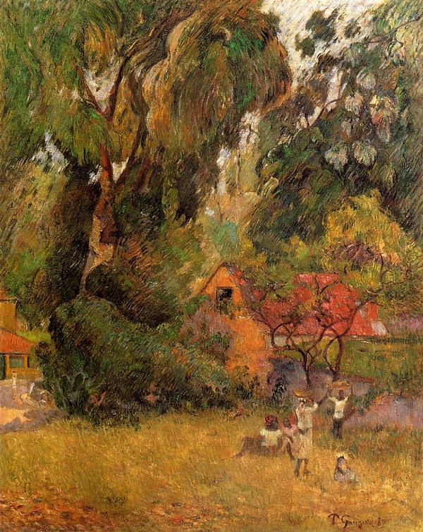 Huts under the Trees - Paul Gauguin Painting